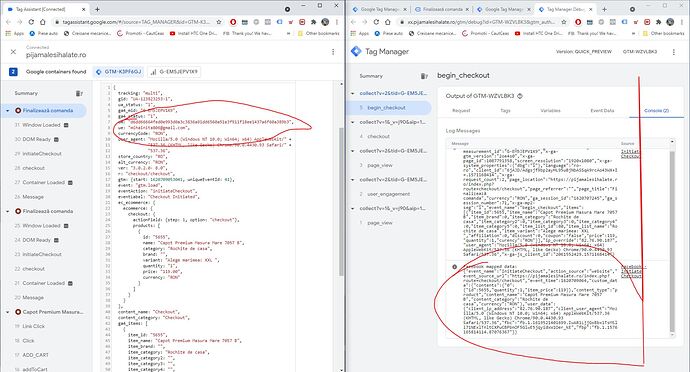 user data not receiving on the server continer